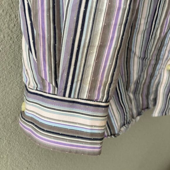 Thomas Dean Speckled Stripe Button Down Shirt - Purple Black Grey - Medium 10/12 - Picture 3 of 6
